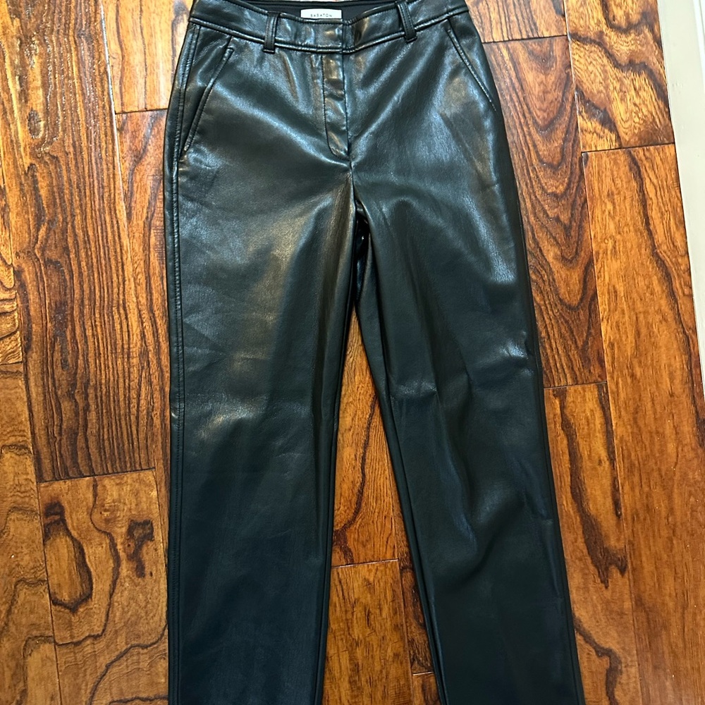 Babaton Black Faux Leather Trousers